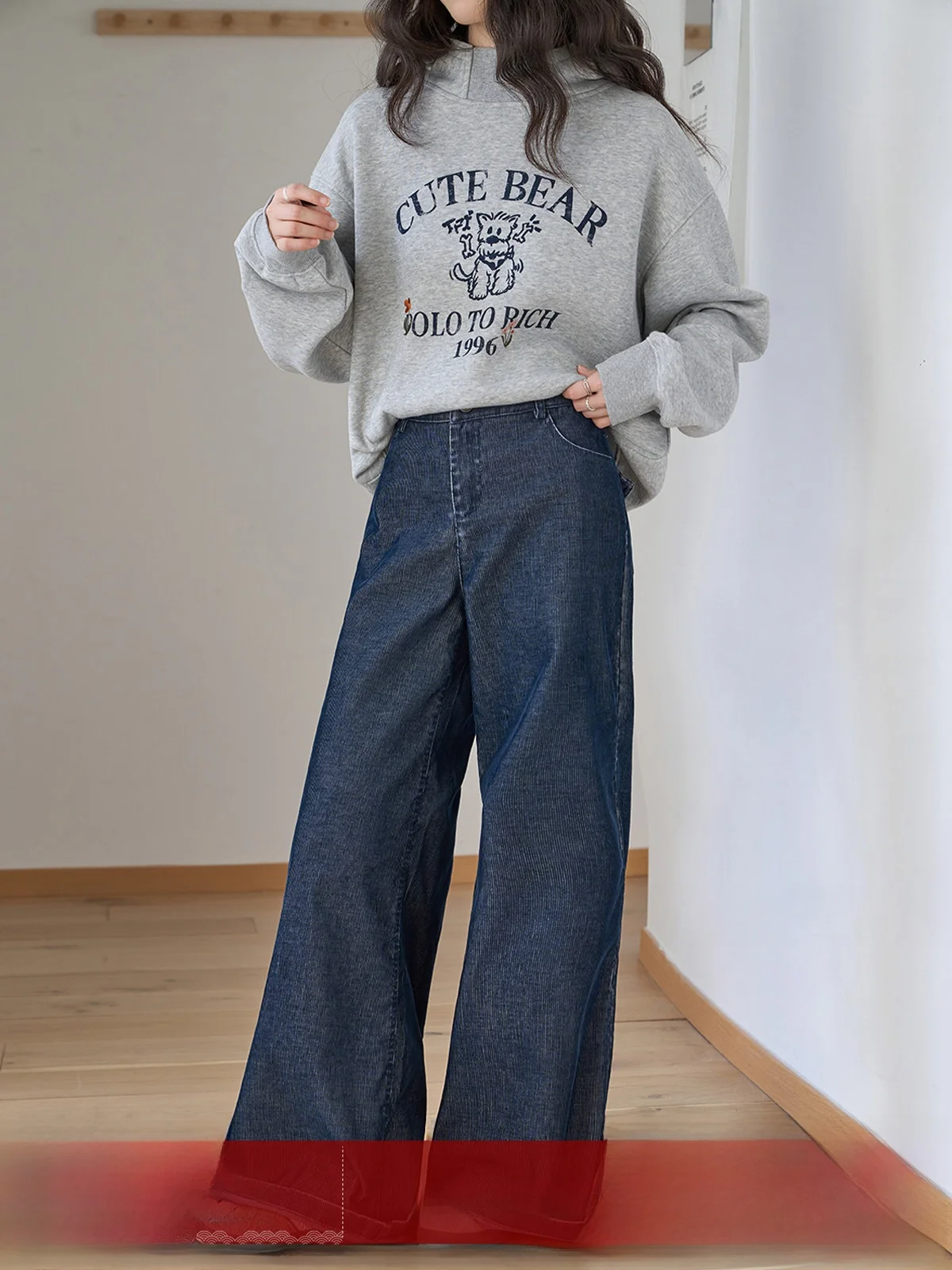 

Женские зимние новые повседневные брюки из темно-синего вельвета с высокой талией, прямые, широкие, стройнящие, для офиса