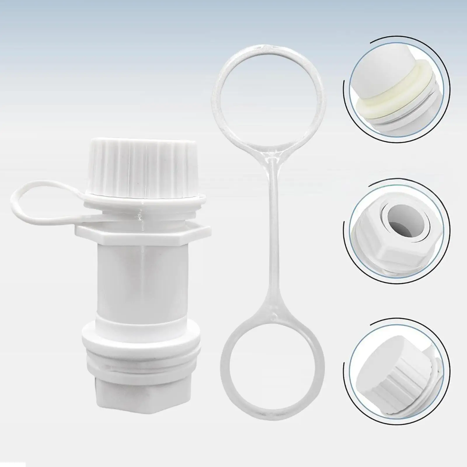 PP Polypropylene Threaded Cooler Drain Plug 24011 Leakproof Replacement Part with Tether for Home and Outdoor