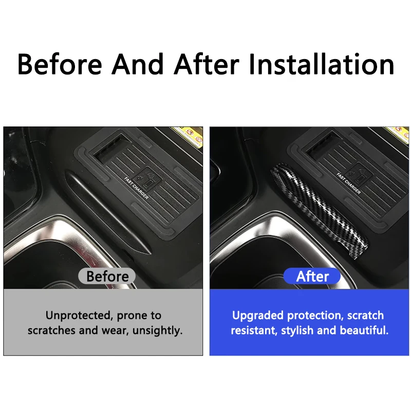 QHCP Central Wireless Charger Handle Decorative Sticker Trim ABS Grocery Box Push-Pull Handle Cover For Lexus NX 22-25 Accessory