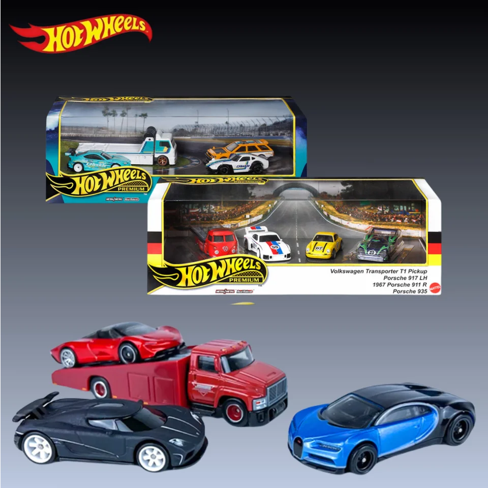 Original Hot Wheels Mattel Premium 4pcs Racing Team Limited Collection Simulation Car Model Alloy Car Collectible Car Toy Model