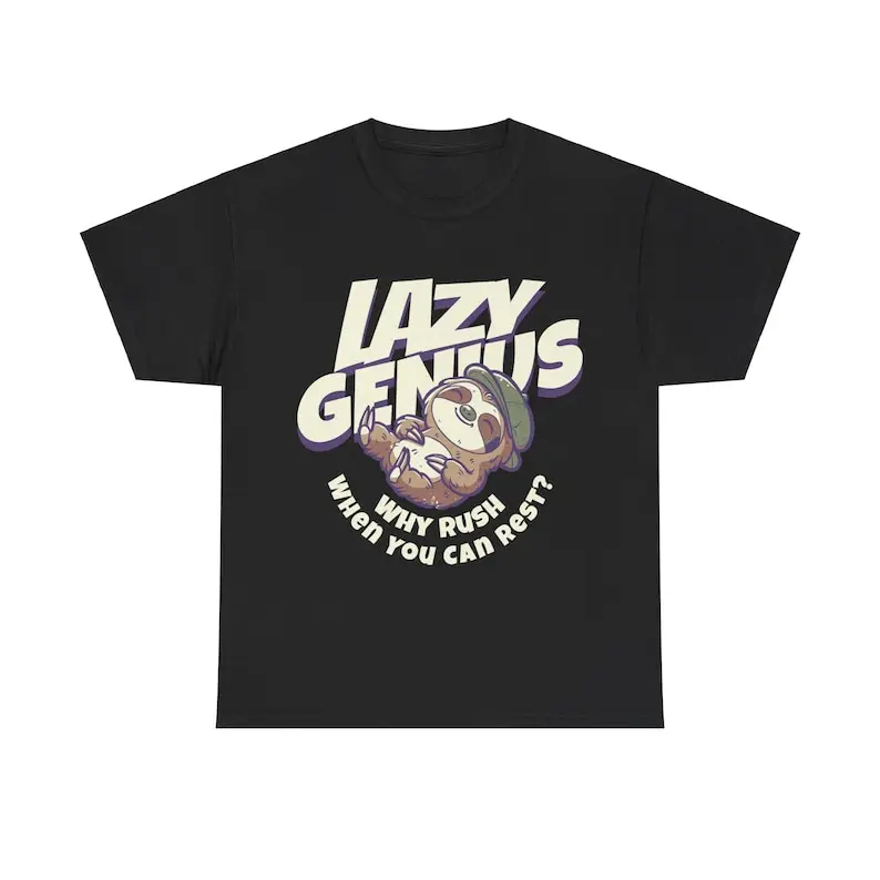 Lazy Genius Shirt, Fun Graphic Tee, Comfort Fit Fun Tee, Everyday Clever Wear, Soft Cotton Quirky Shirt