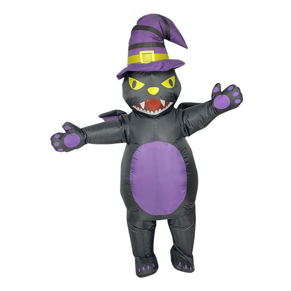 ハロウィンパーティー-ウィザードキャット-インフレータブルコスチューム-ウォーキングカートゥーンアニマルドールコスチューム-アニメパーティー小道具-ブラックキャット-インフレータブルスーツ