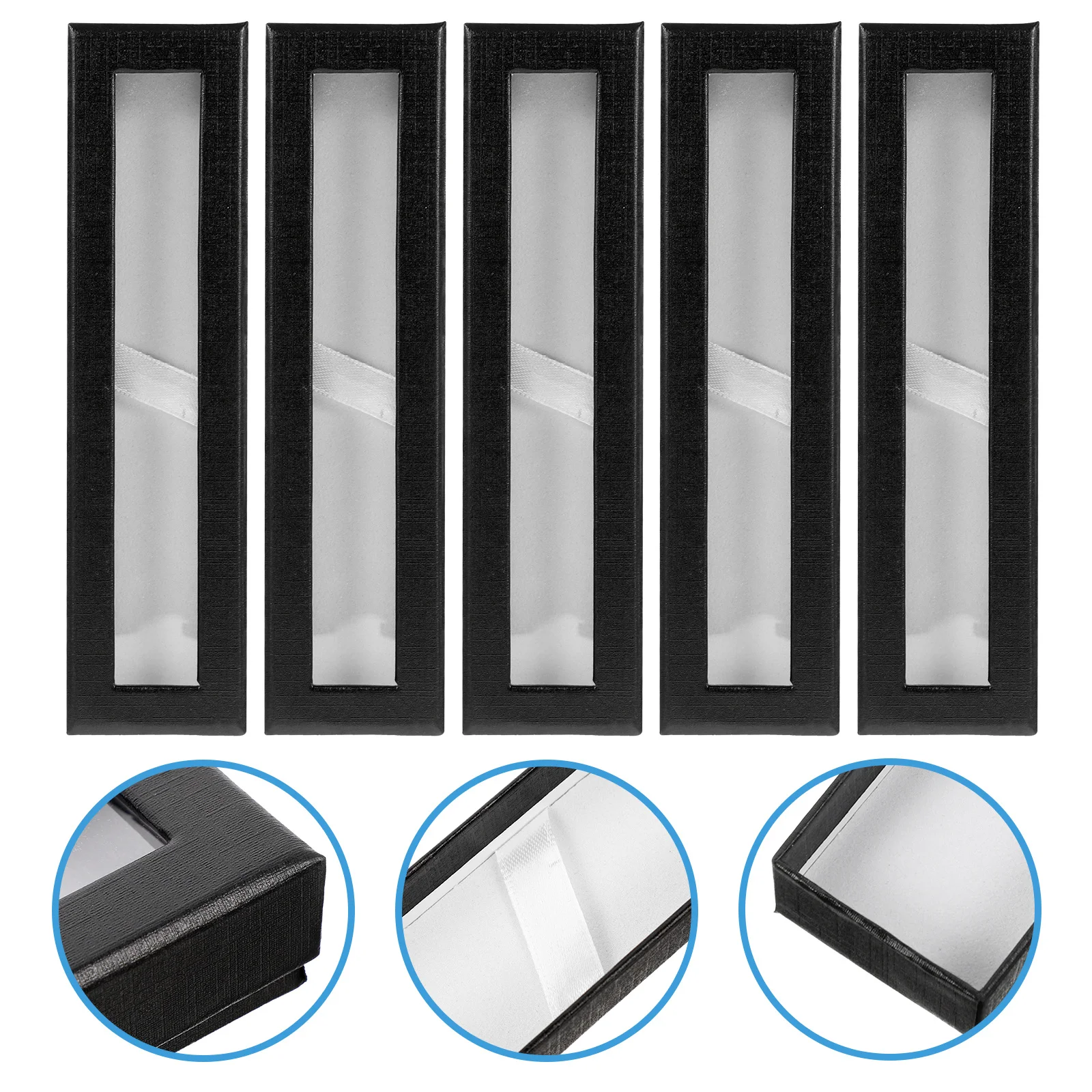 

5Pcs Pen Gift Boxes Paper Pen Case Clear Window Portable Pencil Holder Organizer Practical Display Box Gift Pencil Box