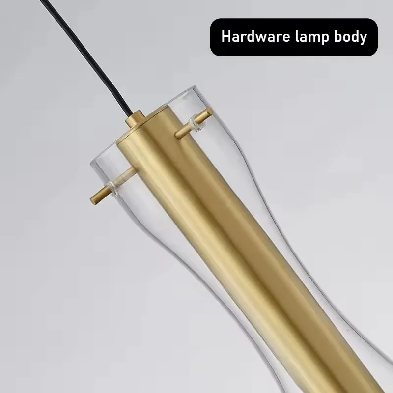 Nordic Luxury Copper Pendant Lamp - Tubular Glass Hanging Light for Bedside Reading, Entryway Decor​