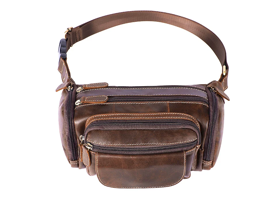 genuine leather Travel Waist Bag Fanny Pack men Leather Belt Waist bags phone pouch small chest messenger for man