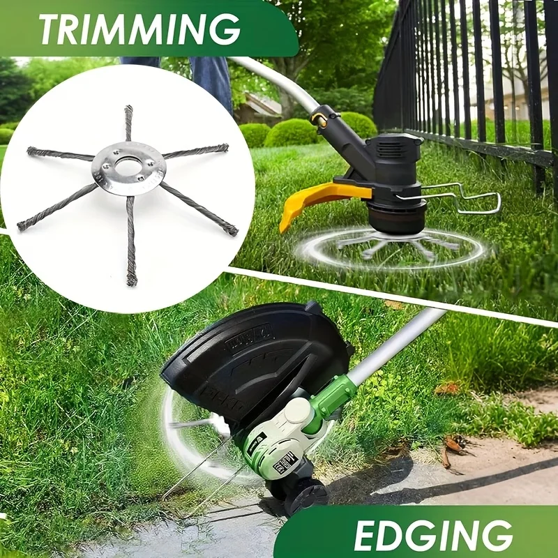 6Inch Steel Wire Wheel Head Grass Trimmer Head Universal Weeding Brush for Courtyard Sidewalk Lawn Brushcutter Removal Moss Rust