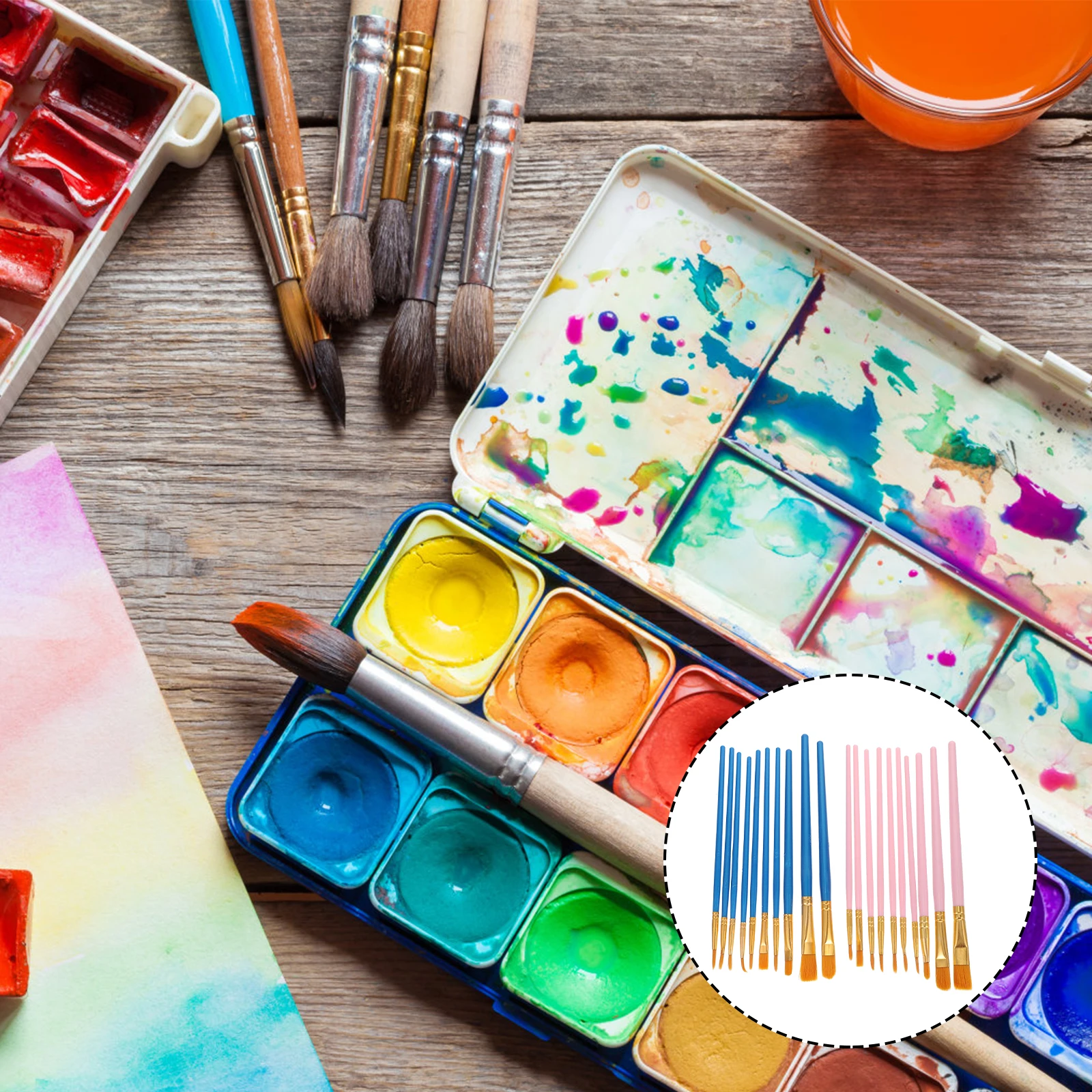 

20 Pcs Painting Brushes Set Watercolor Oil Art Tools Kids Palette Durable Bristles Sturdy H les Gifts Students Teachers Art