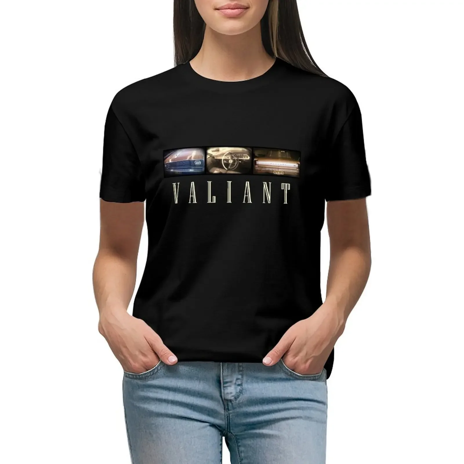 

Valiant T-Shirt plus size tops blacks korean fashion vintage Woman clothing
