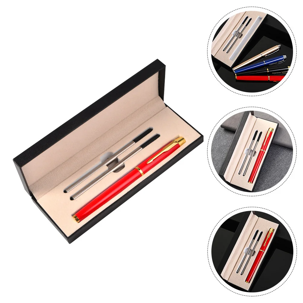 مجموعة واحدة من القلم المعدني هدية مساعد لطيف وصناعة متقنة رجل أعمال عصري مكتب قلم حبر اجتماع توقيع أسود