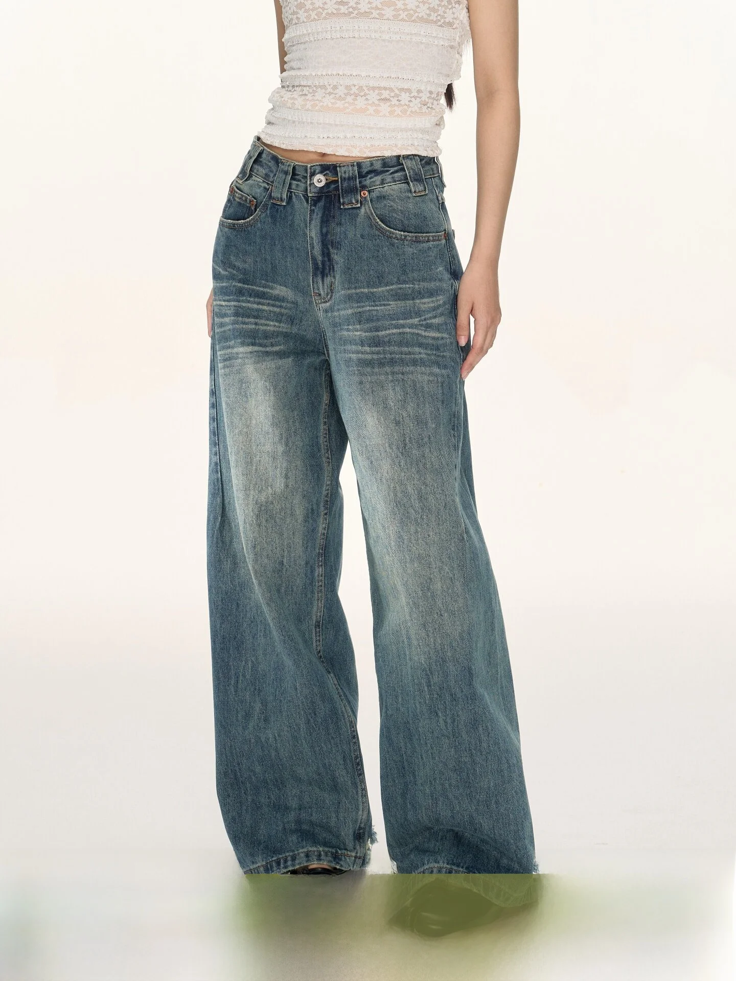 

Nova B Retro Wide Leg Denim Jeans Women's Spring Summer 2026 High Waist Loose Slim Straight Pants Girls Loose Fit Jeans