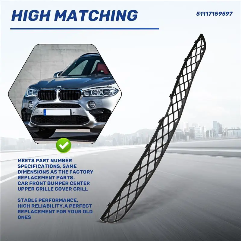 【Price Drop !!】-Car Front Bumper Center Upper Grille Cover Grill Fit For BMW-X5 E70 07-14 X6 E71 E72 51117159597