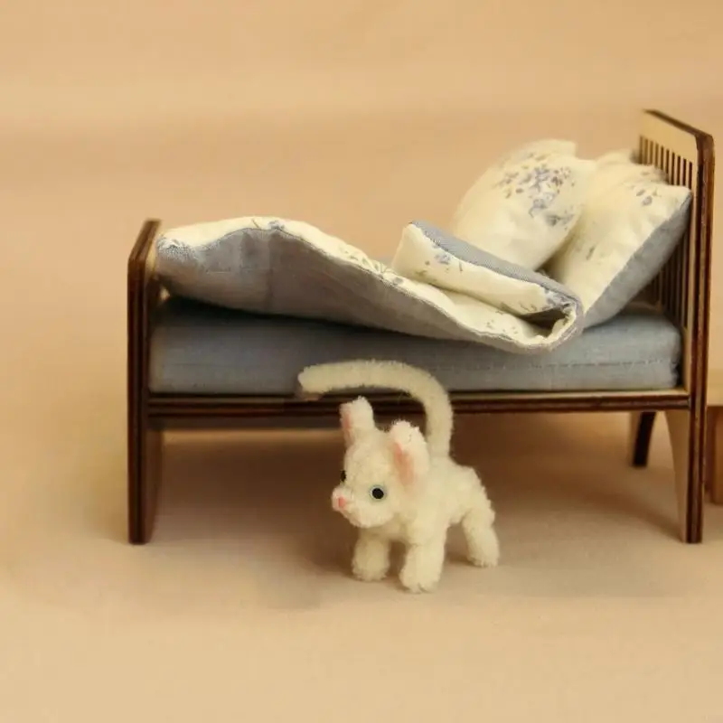 1:12 Scale Nest Pet Cats Rattan Bed Pretend-Play Kid Playset Pet Realistic Dollhouses Pet Cats Nest A2UB