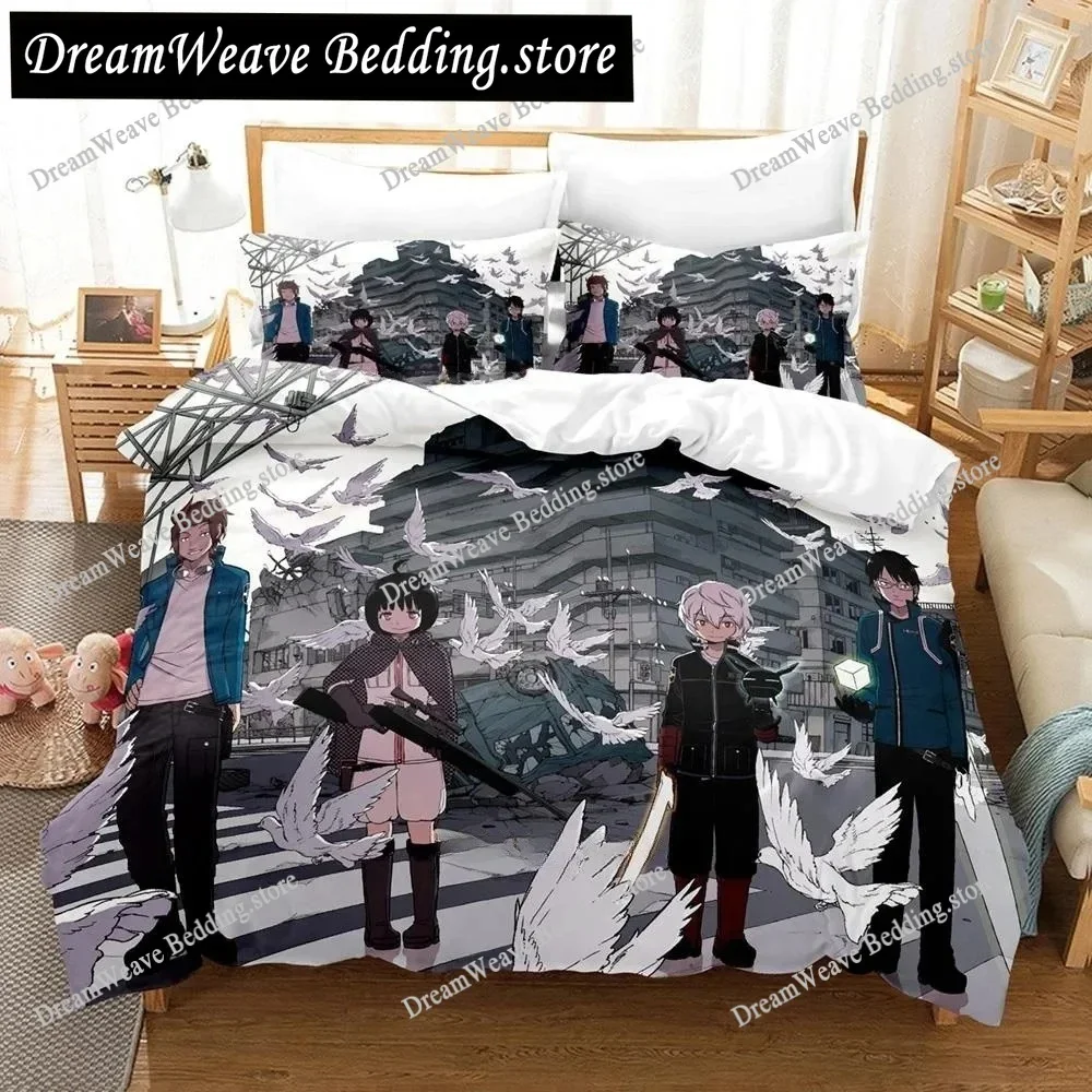 3D Printed Anime World Trigger Bedding Set Boys Girls Twin Queen Size Duvet Cover Pillowcase Bed Kids Adult Home Textileextile
