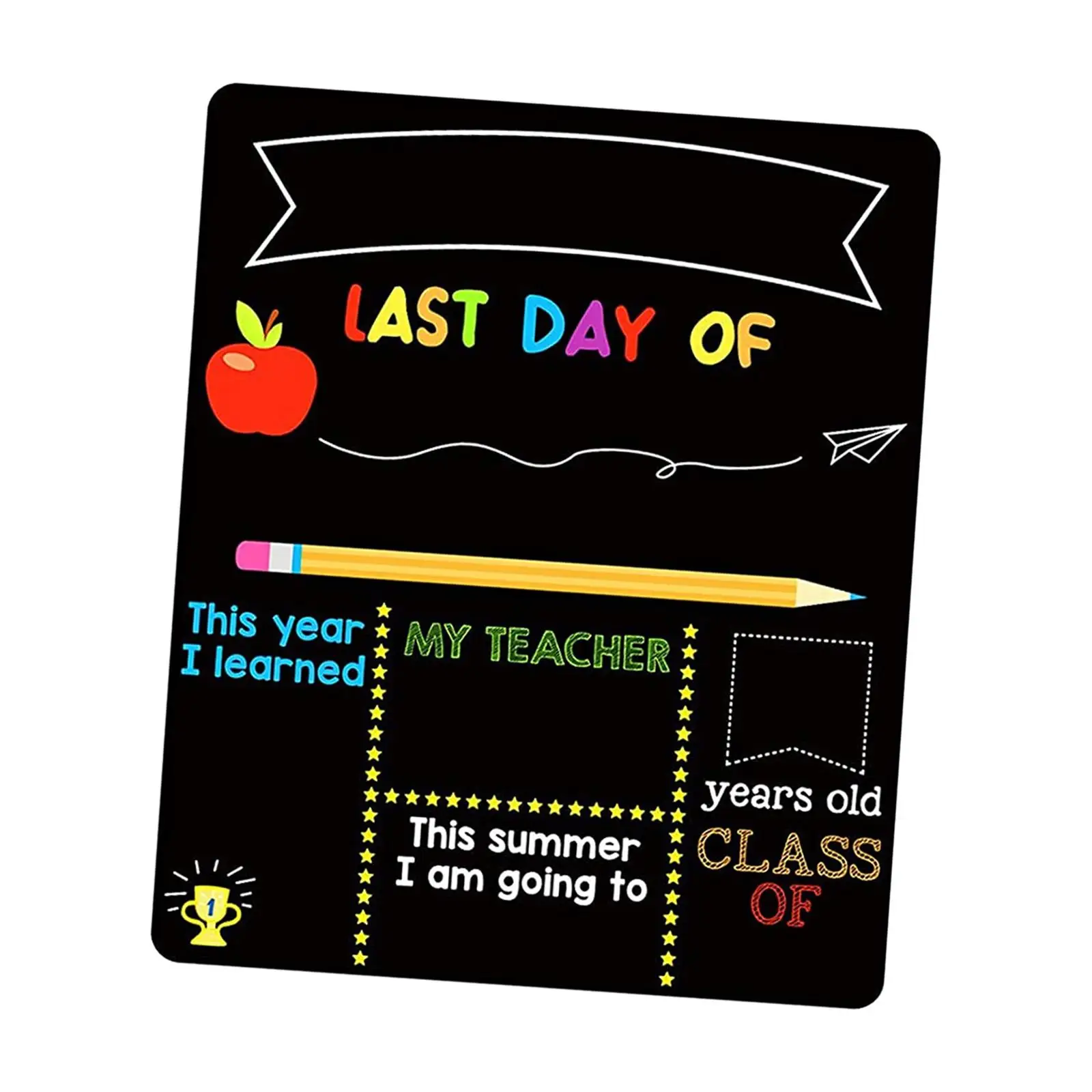 First and Last School Day Board Sign Wooden Back to School Chalkboard Sign for Kindergarten Nursery Household School Children