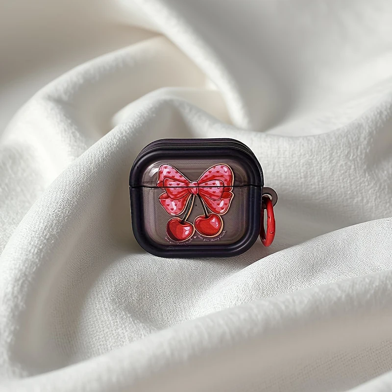 حافظة على شكل قوس الكرز لأجهزة Apple Airpods Pro 3 1st 2nd 3rd غطاء الجيل لأجهزة Airpods 4 2 Gen New Air Pods غطاء حماية