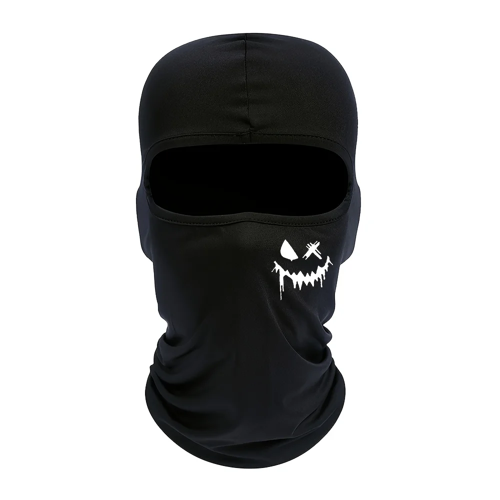 1 piece of smiling face printed men's and women's outdoor cycling face mask Balaclava hat windproof and sun protection sun hat