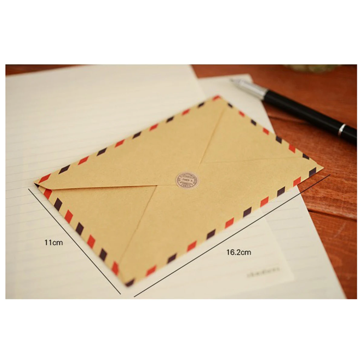 10 pçs envelopes retro marrom vermelho avião padrão papel kraft para armazenamento de cartões postais biodegradável reutilizável