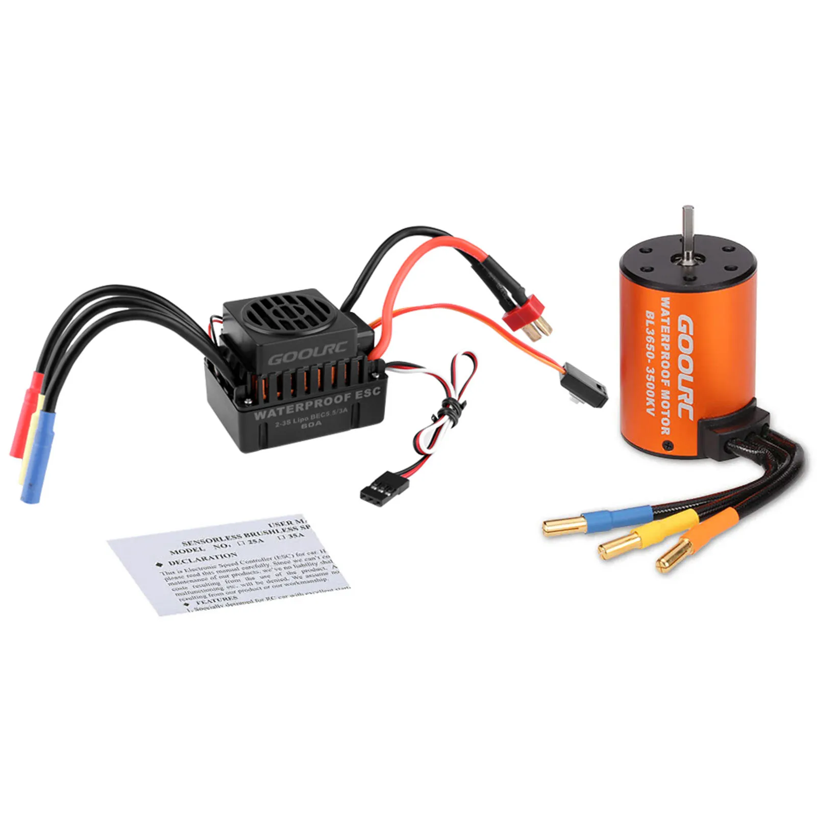 GoolRC ترقية محرك بدون فرشاة مقاوم للماء 3650 3500KV مع مجموعة كومبو 60A ESC لشاحنة سيارة RC 1/10 #1