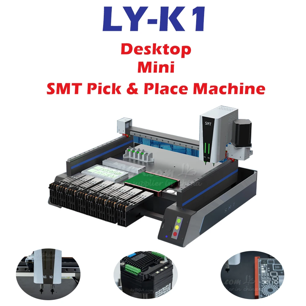 

LY-K1 Mini Automatic SMT Pick and Place Machine Chip Mounter Triple Vision Camera System for PCB Assembly Line Option 220V 110V