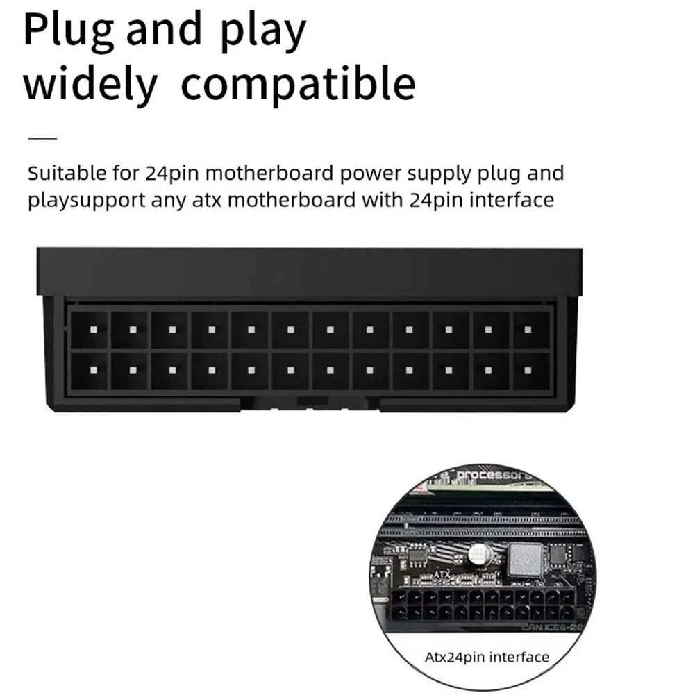 Computer ATX 24Pin 90° Converter Motherboard Power Supply ARGB Cable Connector DIY Mounting Accessessory For Desktops PC