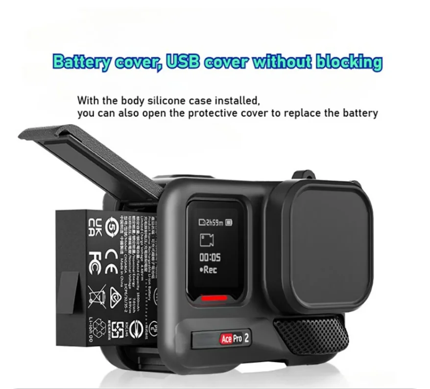 Silicone Protective Case For Insta360 Ace Pro 2 Cover Body Silicone Case Sleeve Lens Cap for Insta360 Ace Pro2 Action Accessory