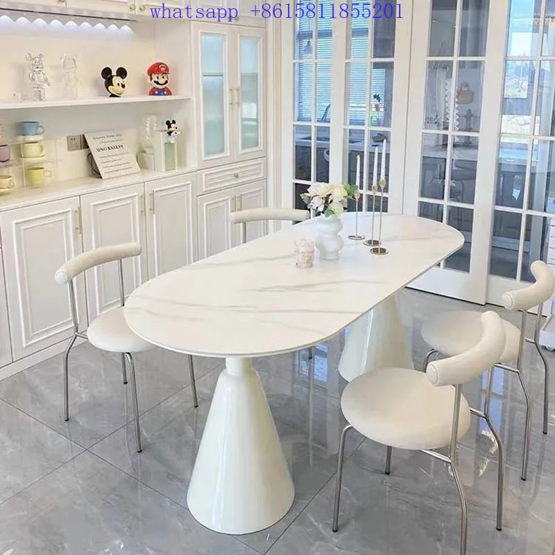 

Nordic White Oval Table Hall Kitchen Table Living Room Party home furniture dinner table طاولات mesa de comedor