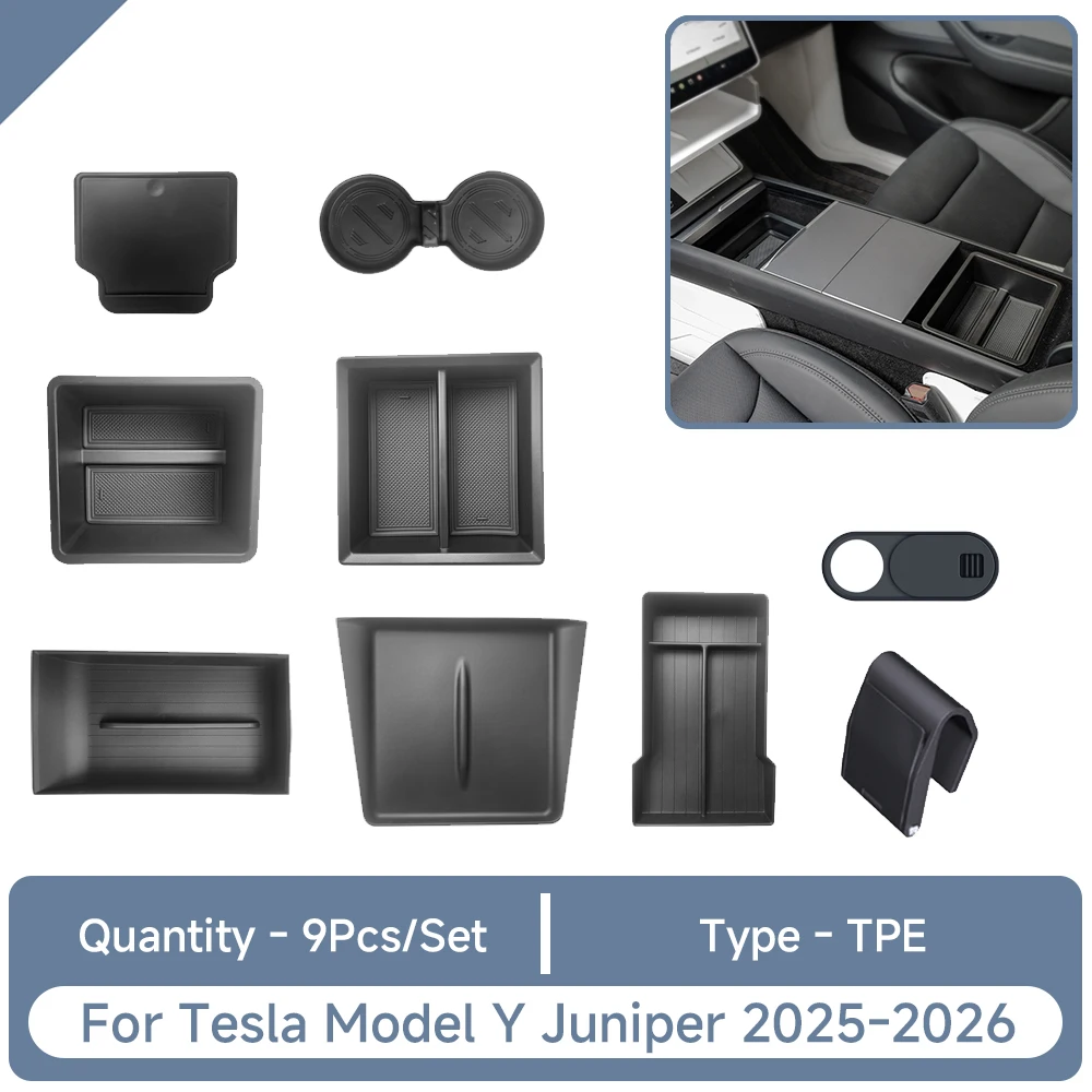 Für Tesla Modell Y Wacholder Zubehör Lagerung Box Set Verstauen Aufräumen Lagerung Box Mülleimer für Modell Y Wacholder 2025 2026 – Detail 24