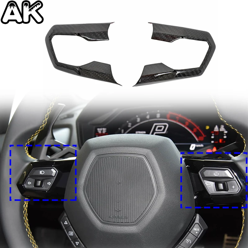 

Real Carbon Fiber For Lamborghini Huracan LP610 LP580 2014-2023 Car Steering Wheel Panel Decorative Cover Car Accessories 2pcs