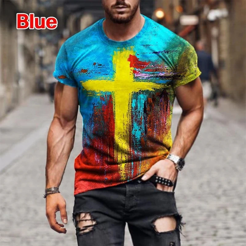 Men/women Fashion Christian Cross Jesus Printed 3D T-shirt Oversized Tee Shirt Casual Vintage Hip Hop Short Sleeve Mens Clothing