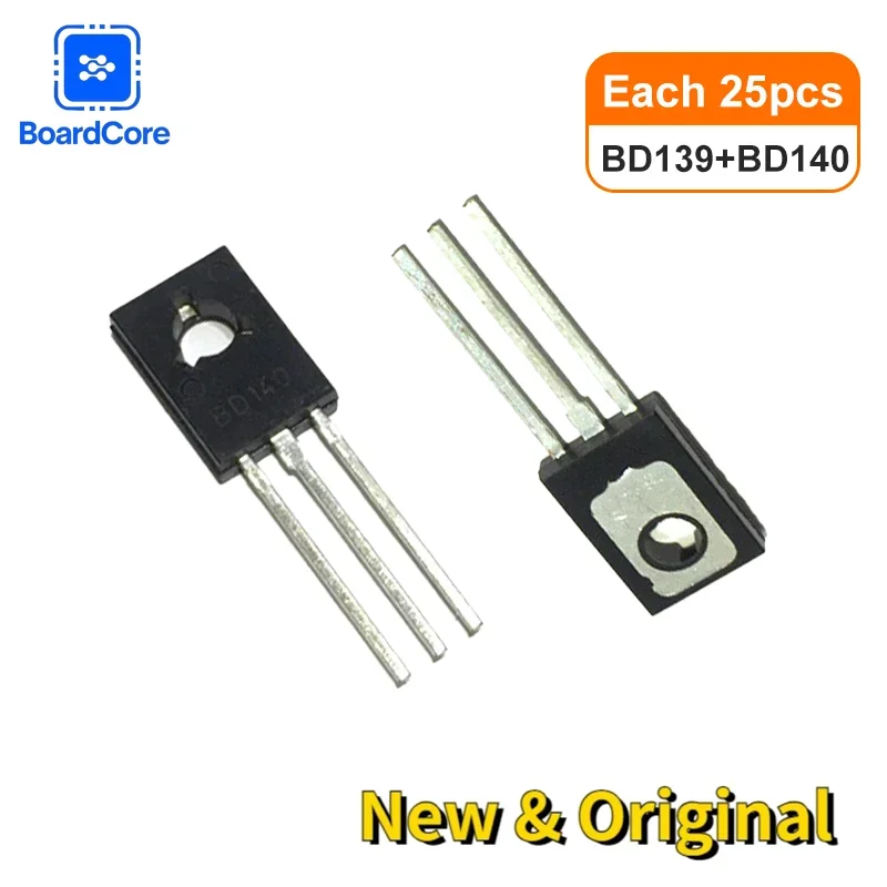 50pcs/set BD139 BD140 TO126 TO-126 Transistors 25Pair NPN PNP Complementary Pair 1.5A 80V for Amplifier Circuit Board