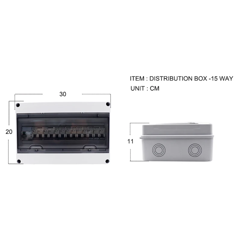 HT Series 15 Ways IP65 Waterproof Indoor & Outdoor Safety MCB DB Power Distribution Box