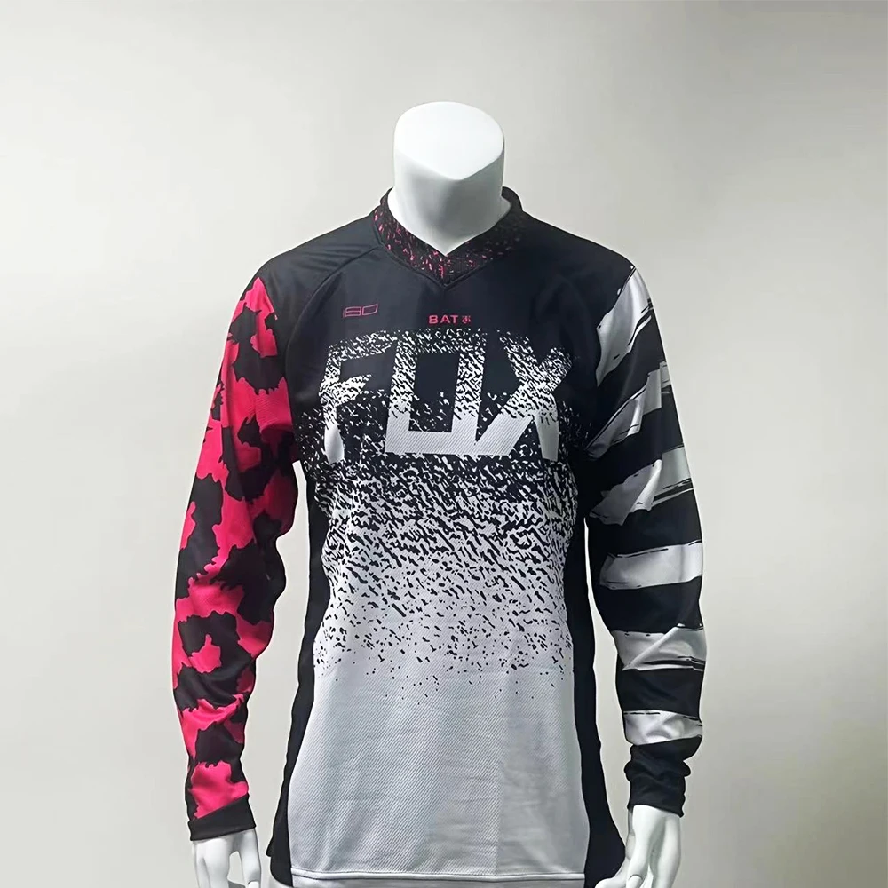 BAT FOX-Mountain Bike Jersey, Enduro MTB Downhill, Quick Dry, Motocross T-shirt, Off-Road