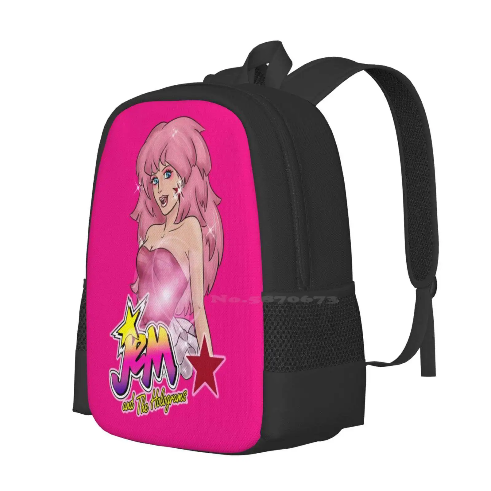 80S Cartoon Nostalgia Hot Sale Schoolbag Backpack Fashion Bags Truly Outrageous 80S 90S Eighties Nineties Nostalgia Pink Jem