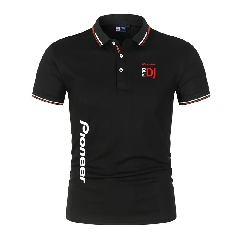 Pioneer Pro DJ Print Polo Men Short Sleeve, Short Sleeve T-Shirt Collar Fitness Sportswear Top, New Style