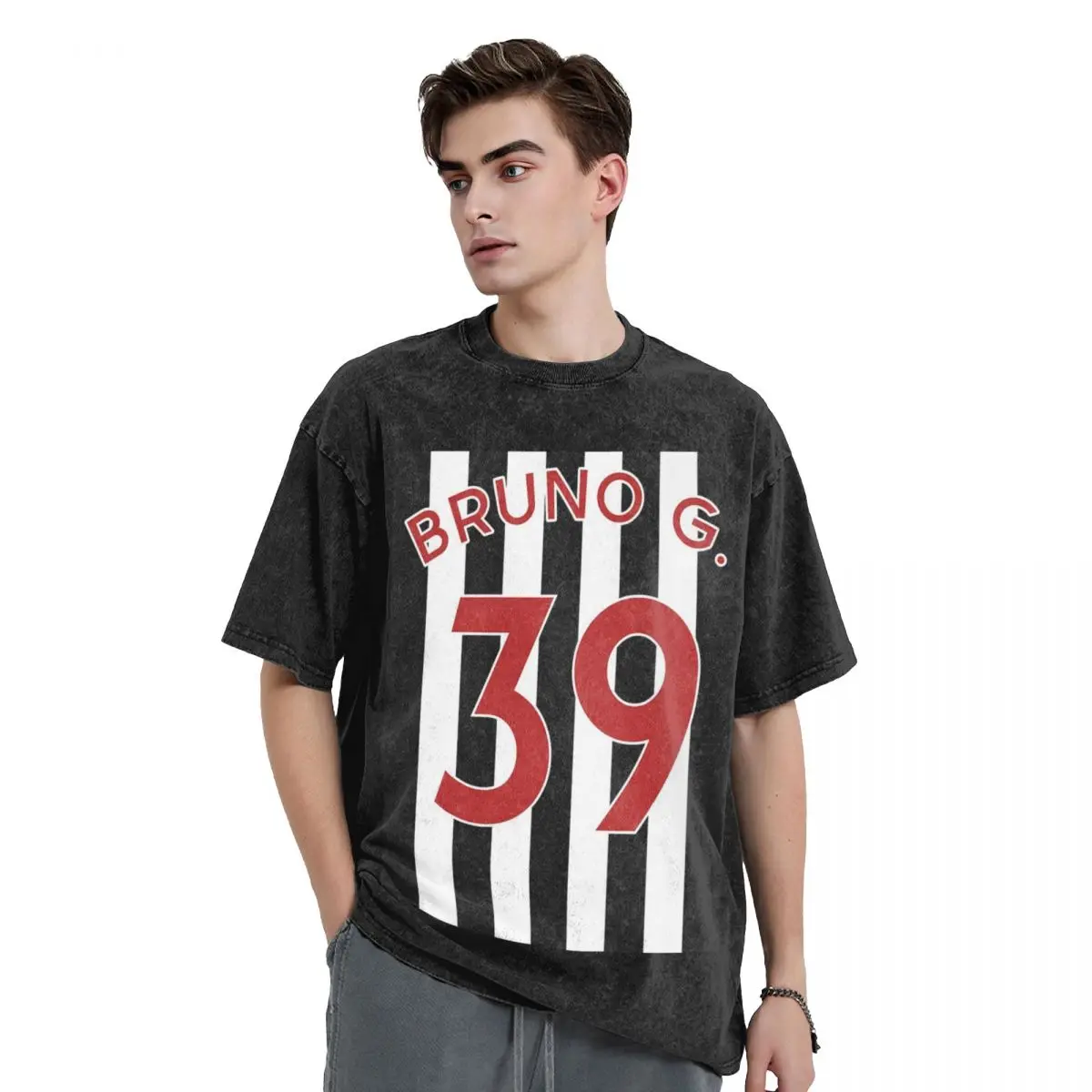 Bruno Guimaraes 39 NEWCASTLE Washed T Shirts Casual Short Sleeve Hip Hop T-Shirt Streetwear Tops Tees for Men Women