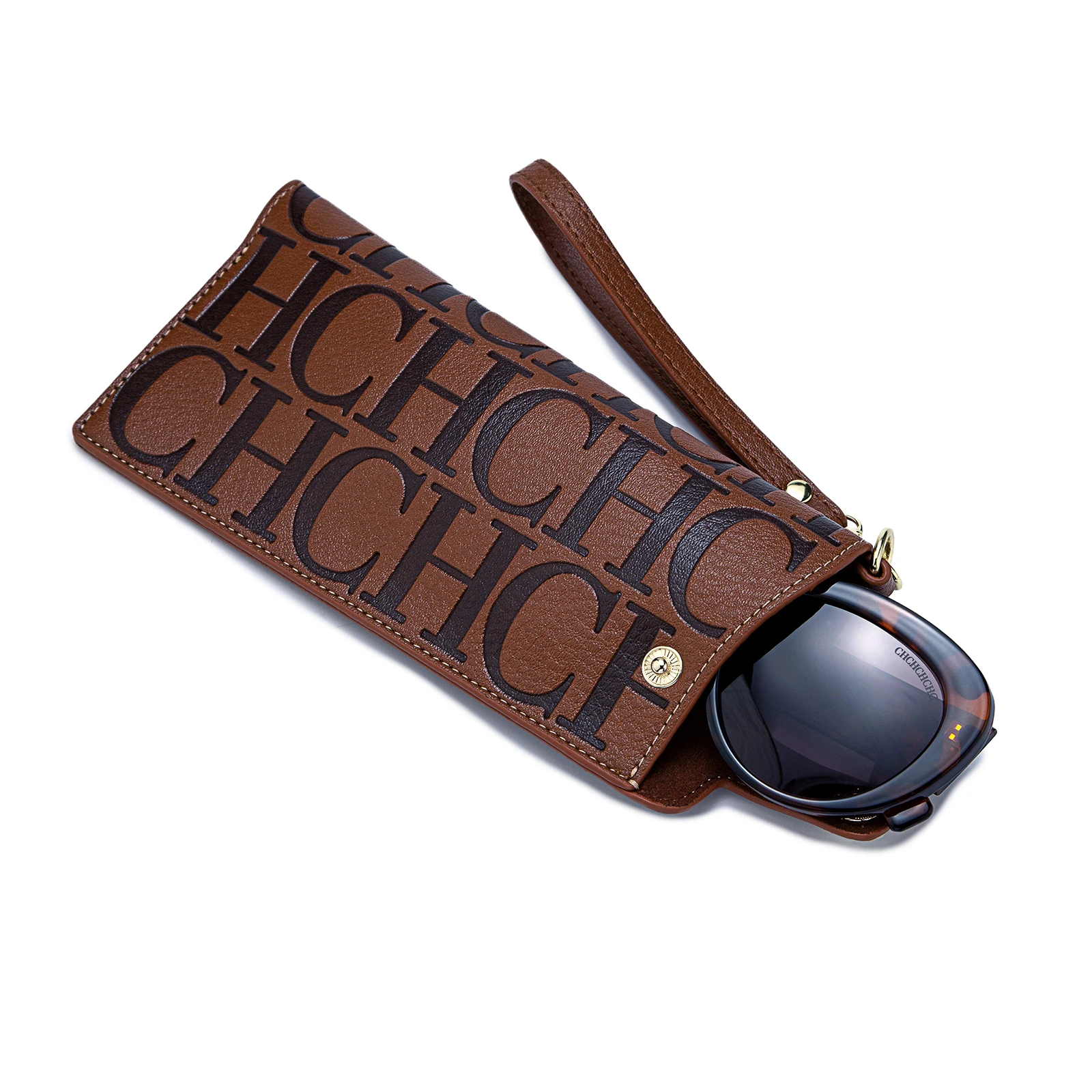 حافظة نظارات شمسية طويلة فليب كفر نسيج جلد صناعي مطبوع حروف العلامة التجارية مشبك معدني حماية عملية ألوان متعددة صندوق هدية