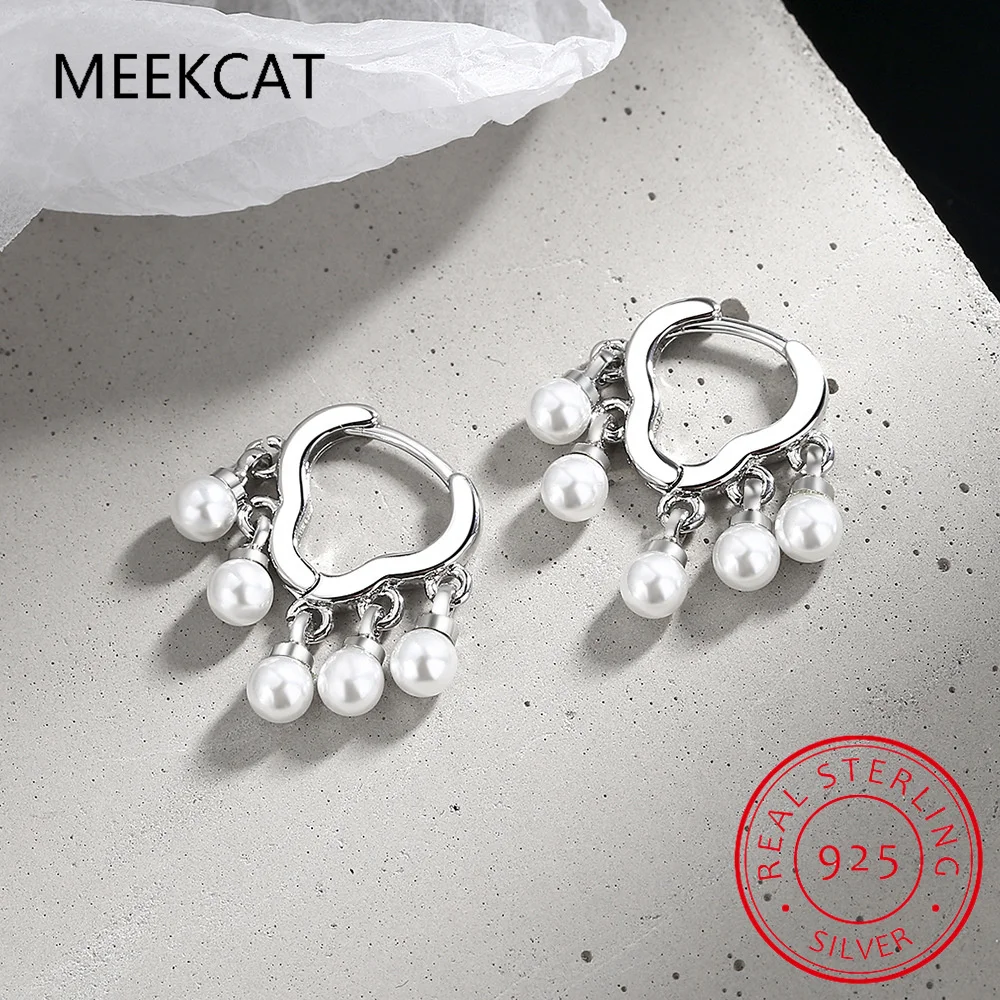 Real 925 Sterling Silver Cloud Pearl Huggies Hoop Earrings Aretes For Women Party Classic Fine Jewelry Minimalist Accessories