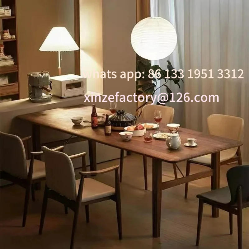 

Customizable Black Walnut Home Dining Table Modern Simple Living Room Workbench Large Board Table