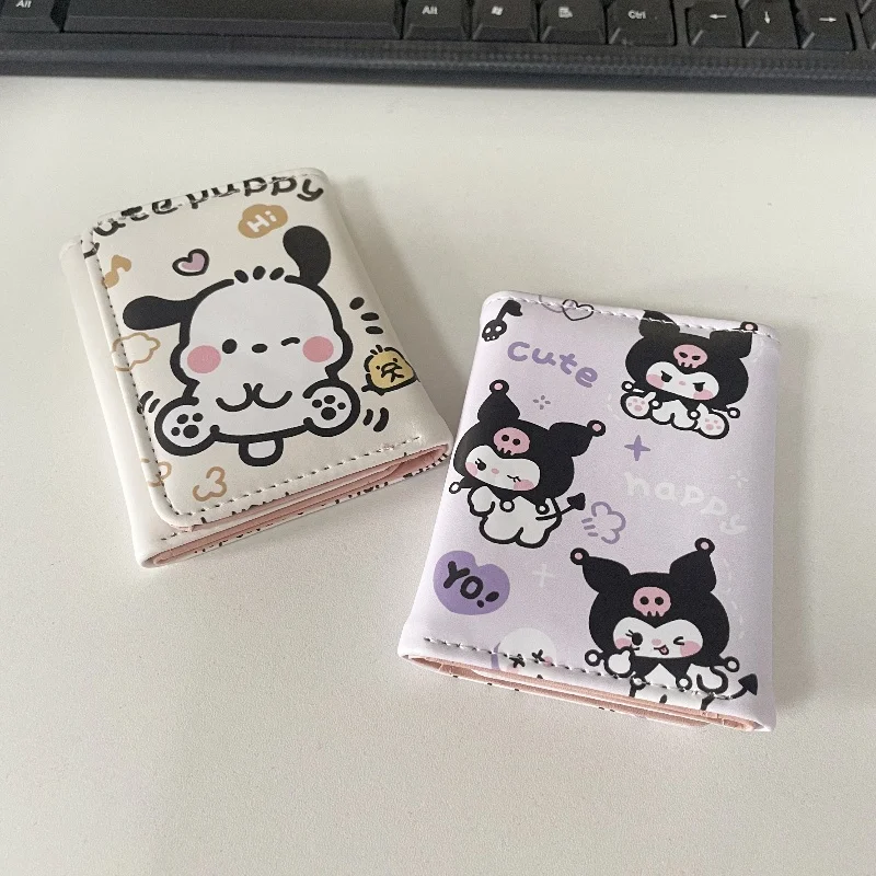 محفظة سانريو الجديدة مدمجة وسعة كبيرة ومحفظة صغيرة للعملات المعدنية على شكل رسوم كرتونية لطيفة وحقيبة قصيرة للطلاب