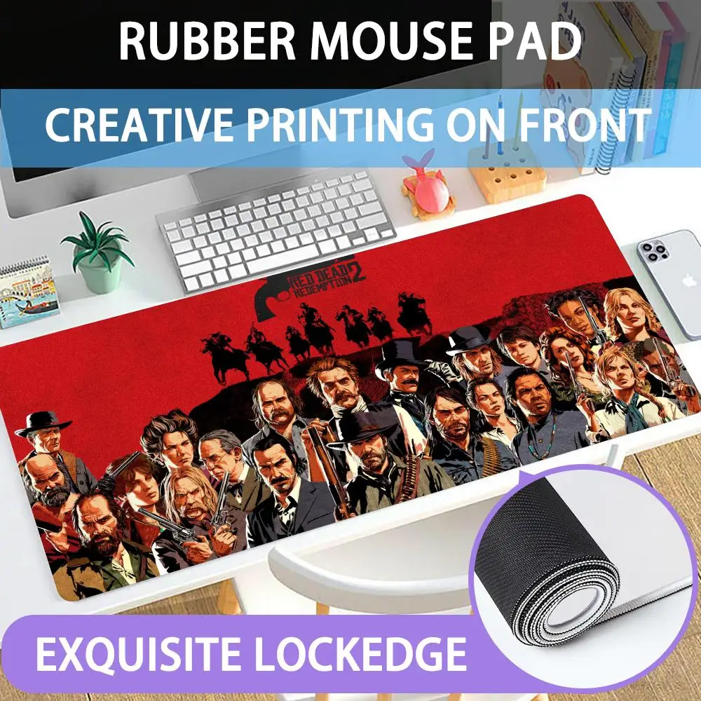 

Mouse Pad Large rubber mouse pad with lock edge computer gamer HD Red Dead printing desk pad keyboard pad