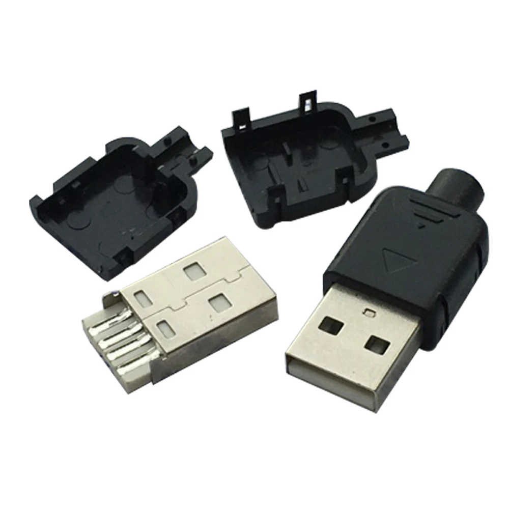 Conexión de datos de montaje 4 pines tipo A negro macho USB enchufe USB conector USB 2,0 adaptador USB