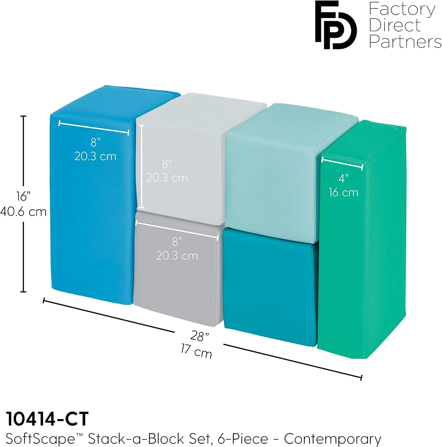 SoftScape Stack-a-Block บล็อกตัวต่อโฟมขนาดใหญ่ ชุดเล่นนุ่มสําหรับเด็กวัยหัดเดินและเด็ก (ชุด 6 ชิ้น)