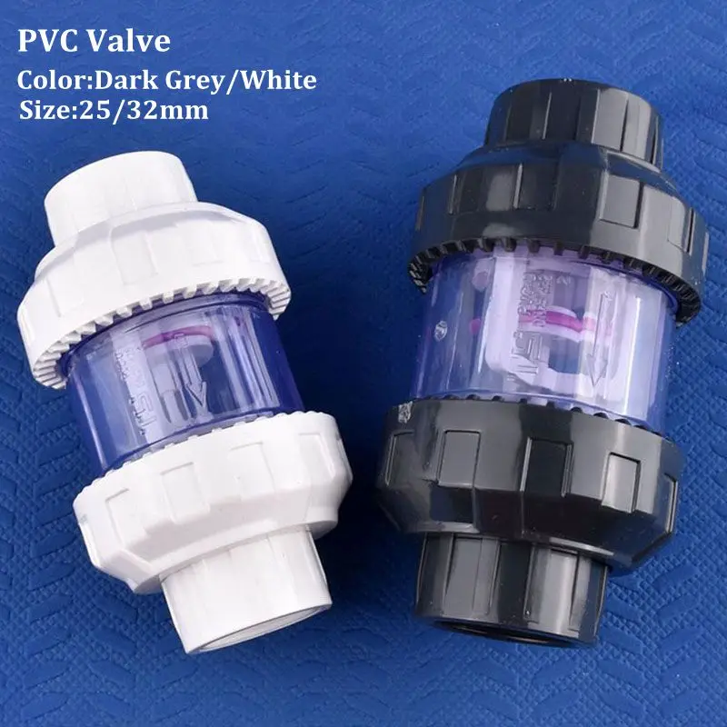 25/32mm PVC One Way Non Return Valve Aquarium Fish Tank Check Valve Water Tube Joint Garden Irrigation Water Pipe Valve Fittings