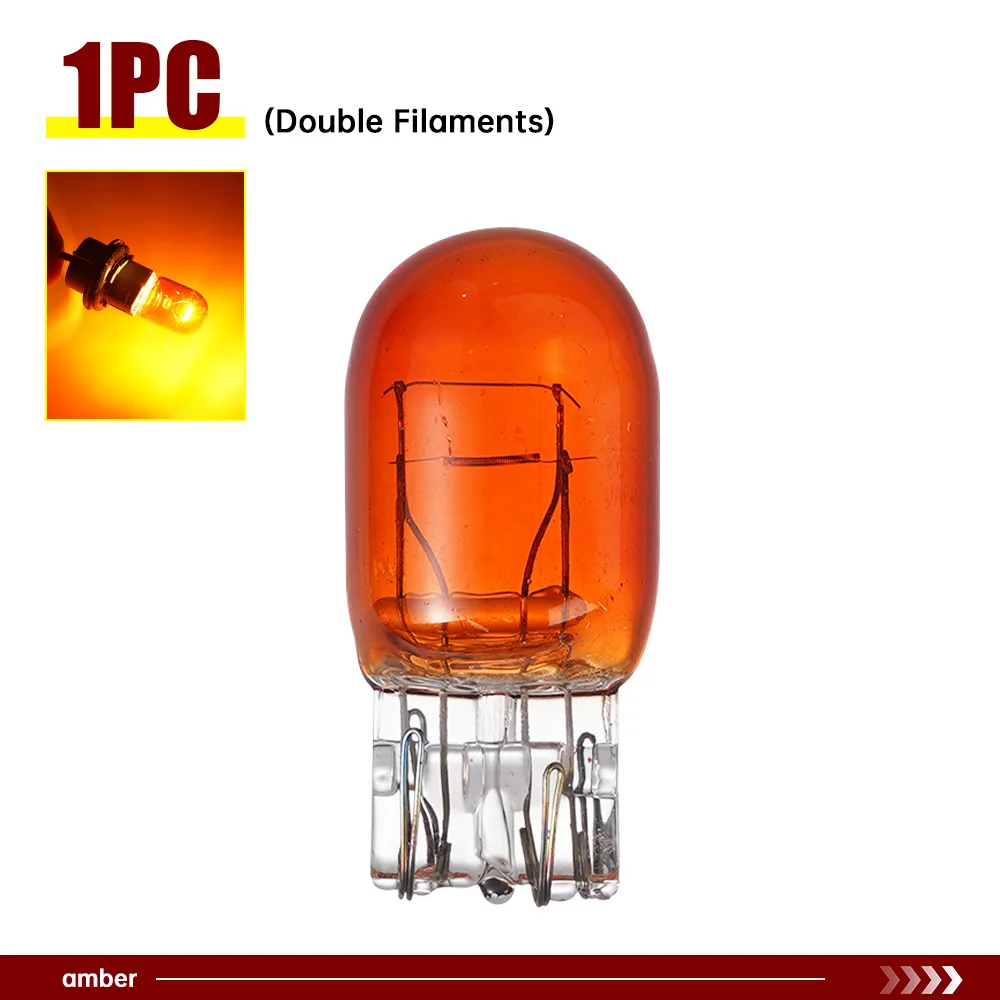 1 قطعة العنبر/الأحمر T20 W21W 7440/7443 12V21W سيارة بدوره إشارة ، مصباح الضباب الخلفي ، لمبة الفرامل ، جودة عالية عكس الضوء