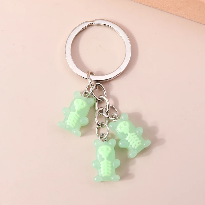 Cute Resin 3D Bear Keychain Charms Animal Keyrings Pendant for Women Girls Handbag Charms Car Keyholder DIY Jewelry Accessories