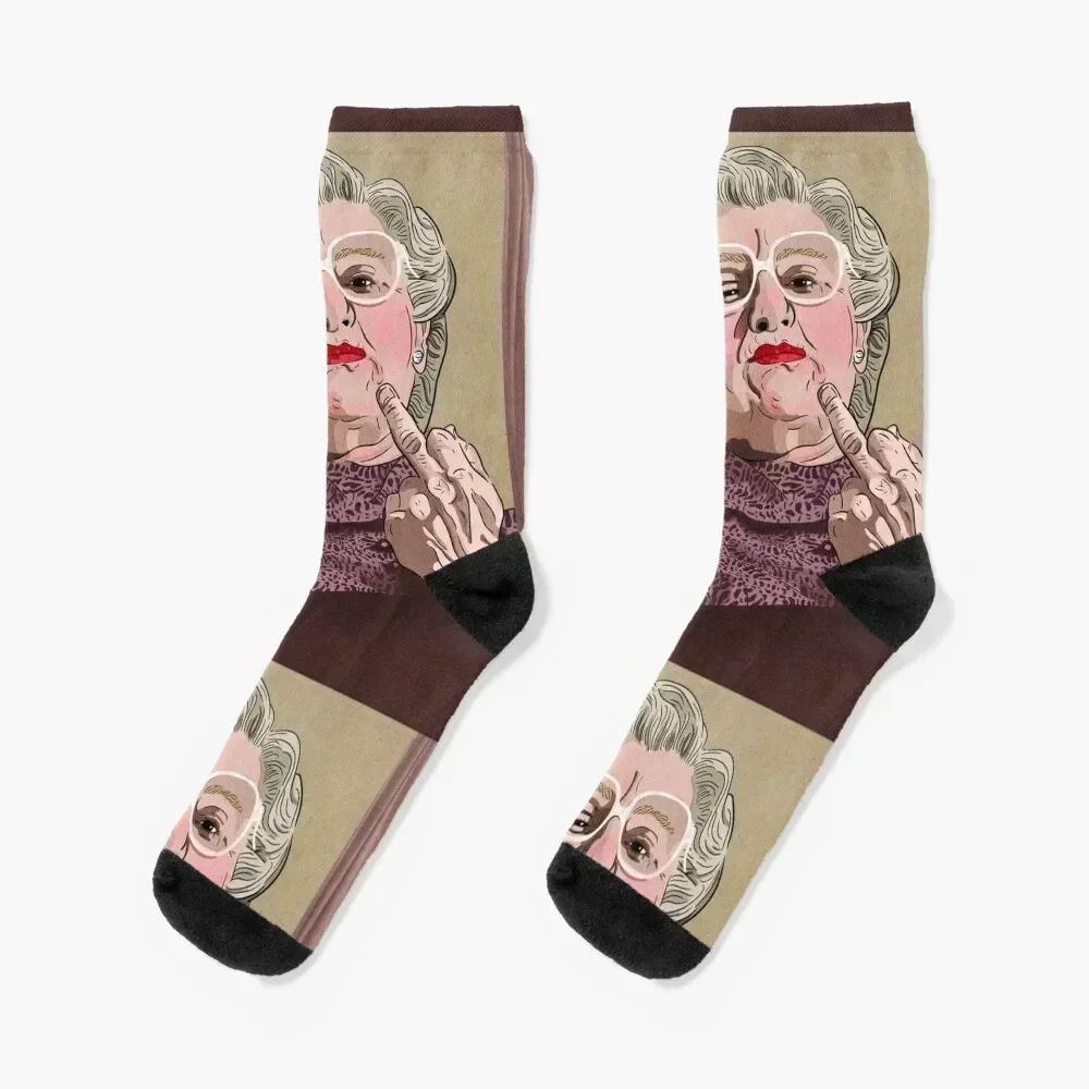 

Mrs Doubtfire middle finger - Illustration - Robin Williams - Film Socks heated gift cool floral Woman Socks Men's
