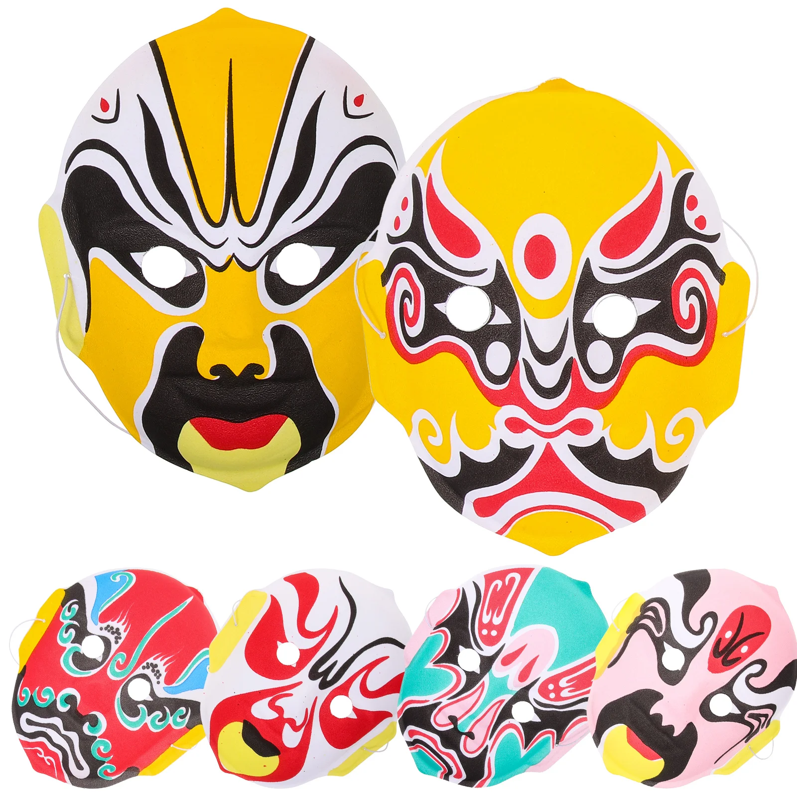 6 Pcs The Mask Sichuan Opera Face Changing Cosplay Supply Chinese White Masquerade Peking Halloween for Home Decorative