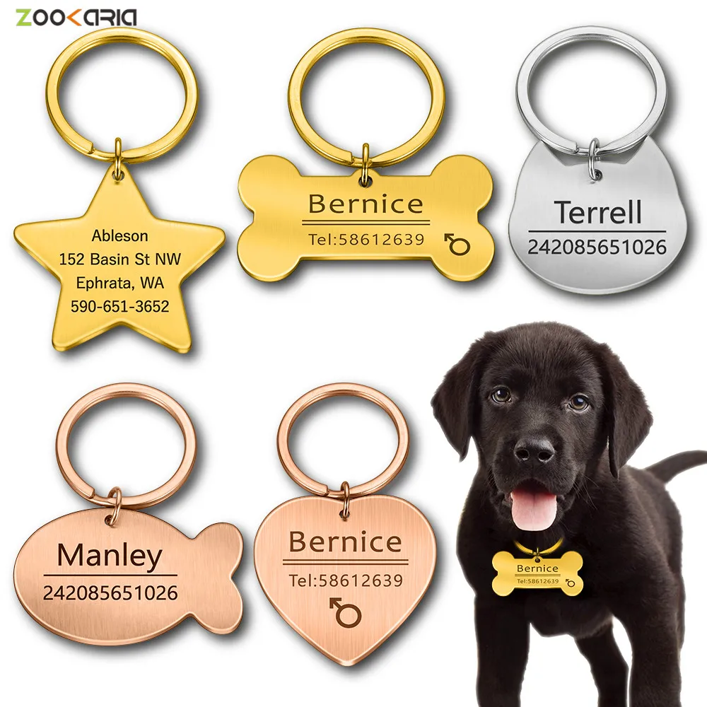 

Personalized Pet Tag Keychain Cat Puppy ID Engraved with Name Veterinary Accessories Perro Tag Coleira Cachorro Chien Hondenriem