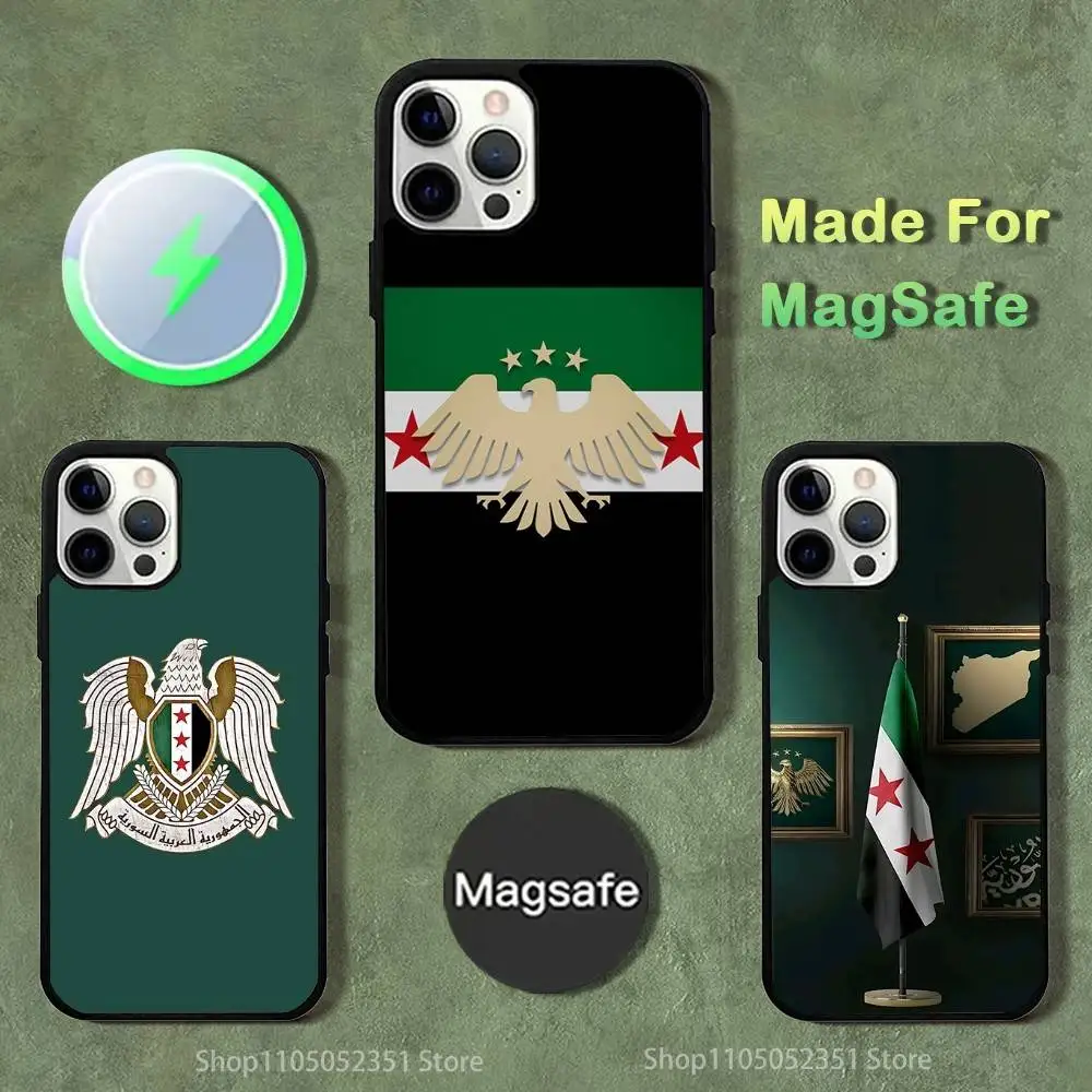 

Phone Case For iPhone 16,15,14,13,12,11,Pro,Max,Plus,Mini,SE4,E Free S-Syrias Flag Magnetic Magsafe Wireless Charging