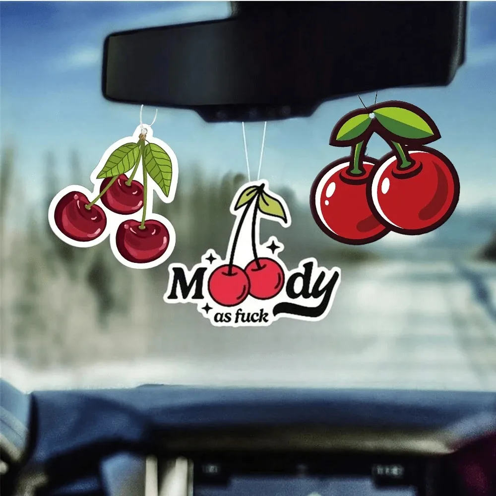 1PC Cherry Pattern Fruit Ornament - Rearview Mirror Fragrance - Car Fragrance Sheets - Car Interior Decoration